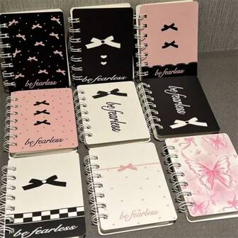 10pcs Creative Bowknot Coil Notebook, High-Quality Fashion Student Notepads, Random Style Mix