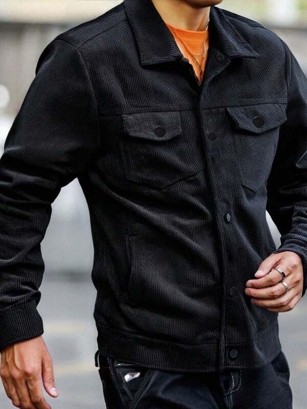 Chaqueta con cuello vuelto de moda para hombres, ropa exterior informal de estilo fresco y versátil
