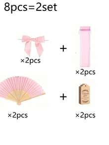 30/15/3件粉色/白色丝绸木质折扇感谢卡套装（含礼品袋）、感谢卡、新娘竹制手持折扇、单身派对婚礼新娘送礼会装饰品、伴娘竹制手持折扇、单身派对拍照道具、伴娘礼物、婚礼装饰品、完美的婚礼礼物、单身派对装饰品和新娘送礼会配件、派对和活动的理想之选、完美的夏季配饰
