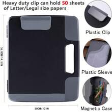 1PC Plastic Storage Clipboard With Handle – Heavy Duty Clipboard, Portable Side-Opening Organizer Case For Letter/Legal Size Paper (14.5"X12"X1.75") – Office, School, Construction & Outdoor Use(Black),For School Supplies,Back To School