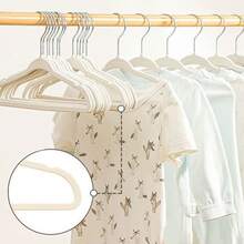 10/20/30件婴儿植绒衣架防滑塑料婴幼儿衣架多功能无痕防滑儿童衣架收纳衣架植绒衣架乳白色 - 白色 - 查看 2