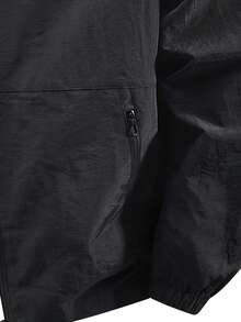Men's Classic Regular Jacket - Breathable Polyester Fiber, Zipper, Long Sleeves, With Side Pockets, Suitable For Casual Street Wear, Spring, Summer, Autumn, Winter - Black - View 5