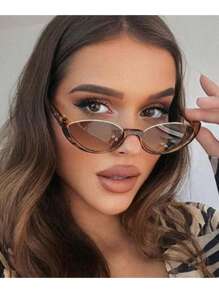 1 件女士猫眼个性化时尚眼镜，适合日常、街头、派对的时尚眼镜，猫眼形状墨镜