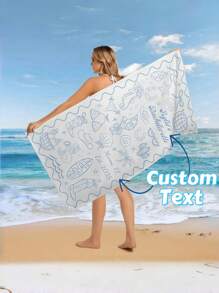 1pc Personalized Text Bachelorette Beach Towel,Custom Location And Name Bachelorette Party Pool Towel,Soft Quick-Dry Pool Towel,Bachelorette Matching Towels,Beach Trip Gifts,Vacation Gifts For Traveler,Teens Pool Towel,Back-To-School Gift,Holiday Gift