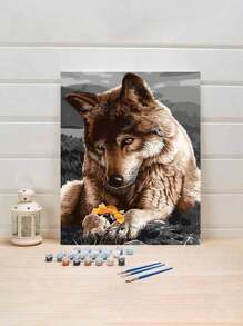 1 Set Kit de Pintura Digital al Óleo de Estilo Lobo, Obra de Arte sin Marco para Adultos, Decoración de Pared de Dormitorio y Arte, Proceso de Pintura Simple e Interesante, Sin Habilidades de Dibujo Requeridas, Cumple Tu Sueño de Ser Pintor, Sumérgete en el Mundo Colorido, Cada Pincelada es Autoexpresión, Regalo Romántico para Familiares y Amigos, Regalo de Vacaciones, 40*50CM