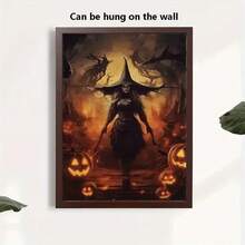(帆布海报可选框架) 1 件哥特式魔法黑猫海报万圣节墙艺术帆布装饰海报家居房间，适用于家居装饰墙面装饰