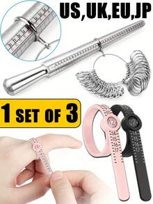 1-3 dụng cụ đo kích thước nhẫn, dụng cụ điều chỉnh kích thước ngón tay có thể tái sử dụng cho nhẫn lỏng, bộ dụng cụ đo vòng Mandrel, bộ đo có dụng cụ đo, dụng cụ đo vòng Mandrel, dụng cụ đo vòng bằng thép cao cấp, kích thước nhẫn US/EU/UK/JP - Nhiều màu - Xem 2