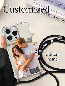 1pc Customized Photo Protective Phone Case With Lanyard, Compatible With IPhone 11/12/13/14/15/16/16Pro/16Plus/16ProMax/17/17Air/ProMax, S25/S25U/S25Plus, Compatible With Infinix Hot 50 Pro+ And Other Models, Ideal Gift For Friends,International Version, Not The Domestic Version - Clear - View 3