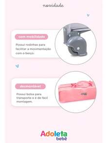 Berço Portátil Infantil Multifuncional Cercado com Mosquiteiro e Abertura Lateral - Cinza - Cinza - Visão 10