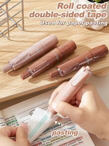 4PCS Roll Coated Double-Sided Tape,Permanent Adhesive Scrapbook Tape Dispenser Runner, Glue Tape Roller For Scrapbooking, Crafts And Arts Projects, Photo, Smooth & Clean, School Supplies,Back To School