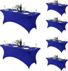 6 Pack Spandex Table Cover For 6FT Table Universal Fitted Stretch Tablecloth For Party, Banquet, Wedding And Events-Royal Blue - Blue - View 1