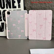 1 件粉色蝴蝶结和星星图案 - 甜美闪亮的保护性对开平板电脑保护套，带笔架，兼容 iPad 10.9/10.2/ Air 5th Gen/Pro11/10th/9.7/Air 2/iPad（7th Gen）/ iPad（8th Gen）/iPad Air 4/5/iPad Pro 11/iPad 10th 代 10.9 英寸 2022 智能保护套/iPad Air 13(M3 2025)/iPad Air 11(M3 2025)/iPad Air 11(M3 2025)/iPad 11(A16 2025)，自动睡眠/唤醒功能/时尚平板电脑配件 - 粉色 - 查看 7