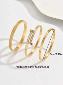 Set de 3 piezas de pulsera de acero inoxidable con baño de oro de 18 quilates con trébol de cuatro hojas, adecuado para fiestas, uso diario, estilo europeo y estadounidense, personalizado, generoso, de lujo con circonita cúbica, conjunto de joyería nupcial, regalo para niñas, mujeres, familiares, amigos, bodas hermosas, cumpleaños, San Valentín, mamá, madre, Día de la Madre