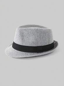 1pc Solid Color Bohemian Casual Retro Polyester Decorative Ribbon Felt Hat, Soft Cap, Fedora Hat, British Style Trilby For Men, Elegant For Commuting In Autumn/Winter - Top Hat - View 17