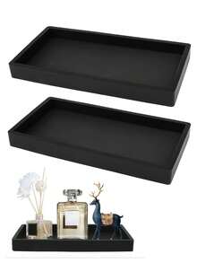 黑色硅胶台面托盘，浴室、厨房或梳妆台收纳架 - 可放置肥皂瓶、蜡烛、香水、珠宝、钥匙 - 现代、防滑、防碎 - 彩色 - 查看 2