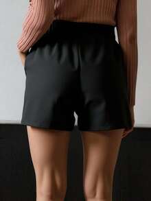 Pantalones cortos de bolsillo para señora con cinturón - Negro - Ver 3