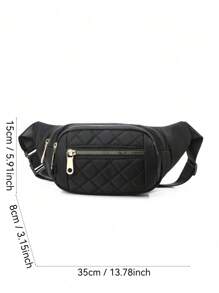 1 New Women's Waist Bag, Customizable Name Nylon Material, Embroidery, Thickened And Wear-Resistant, Zipper Closure, Multi-Layer Design, Simple And Lightweight, Casual And Fashionable, Cute Large Capacity Women's Crossbody Chest Bag, Suitable For Sports