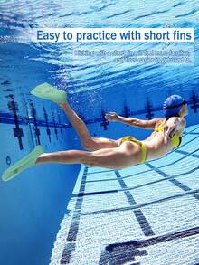 Swim Training Fins Comfortable Silicone Lap Swimming Short Blade Floating Flippers With Mesh Bag For Adult Men Women Build Leg Strength, Beach Essentials, Beach Accessories, Pool Float