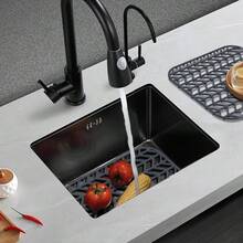 Local Shipping-Sink Protectors For Kitchen Sink 16x12 & 18x12 & 19x13 & 24x12.5 & 26x14 & 28x14 & 29x15,Silicone Kitchen Sink Mats Protector For Bottom Of Farmhouse Sink(26"X14"Center Drain Gray) - Xám - Xem 5