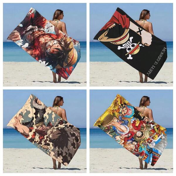 1 Pc Anime One PIECE Gear 5 Beach Towel Microfiber Sand Free Quick Dry Pool Towels Gift For Women Travel Gym Shower Camping