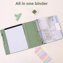 Neww  3 Ring Binder 3 Inch D Ringr  Clipboard, PU Heavy Duty Clipboard Binder  Notepad & 5 Dividers  5 Pockets, Labels, Clipboard Folder Great For School Office - 橄欖綠字母尺寸 - 3 英寸 - 查看 2
