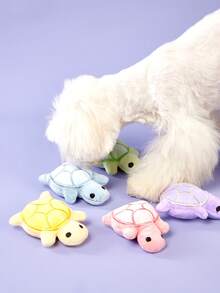 PETSIN 1/5 件迷你可爱毛绒乌龟狗玩偶，吱吱作响的狗咀嚼玩具，柔软安全，有益于牙齿健康，适合幼犬和小型犬种，无需电池