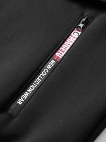 A Men's Casual Polyester Hooded Jacket With Long Sleeves, Low Elasticity, Open Hem, Zipper Closure, Regular Style, Autumn And Winter Coat, Thick Version