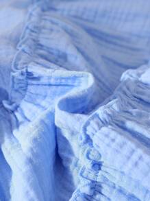 Baby Girls' Spaghetti Strap Ruffle Bow A-Line Cake Dress, Suitable For Everyday Outings, Spring/Summer