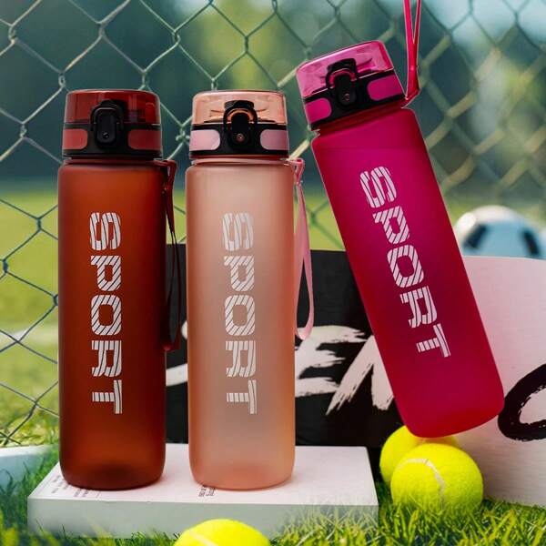1pc 34OZ(Approx. 1000ml) Outdoor Sports Water Bottle, Minimalist Design, With Lock Buckle And Handle, Suitable For Outdoor Sports, Running, Cycling, And Home Use