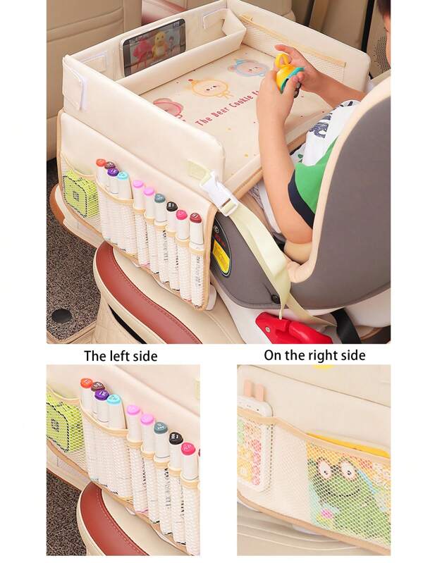 1 pieza Bandeja de viaje para niños para el automóvil: Bandeja de almacenamiento para asiento de coche, mesa para comer de bebé, escritorio para dibujar en el coche, bandejas para niños para esenciales de viaje por carretera, bandeja para actividades de viaje por carretera para niños, organizador de escritorio para el regazo para avión para niños pequeños
