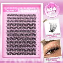 Lash Clusters C Curly Individual Lashes DIY Cluster Eyelash Extensions 10-16mm Natural Eyelash Clusters 144 Pcs Soft Lashes Clusters With Thin Lash Band DIY Lash For Self Application