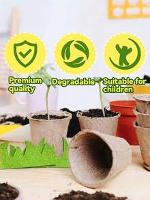 10pcs/5pcs Garden Papercraft Planting Foam Flower Kits, DIY Painting Craft Set, Paper Pulp Pots, 80pcs Random Foam Stickers, Children Science Gift, Floral Planting Craft For Spring, Available In 8cm And 6cm Sizes - Khaki - View 5