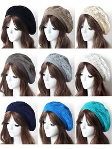 2 件/1 件女士针织镂空纯色无檐小便帽，时尚休闲百搭帽 - 彩色 - 查看 6