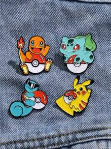 bandai Set de 4 piezas de alfileres de esmalte con personajes de dibujos animados y animación - Insignias metálicas de broche para joyería de moda