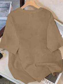 CAMISETA DE DAMA CON ESTAMPADO CARITA FELI MINI PARA ESTE VERANO IDEAL PARA GYM O CASUAL - Caqui - Ver 2