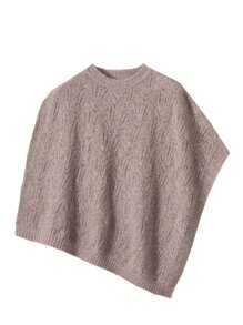 1 pièce Poncho en laine de mérinos 100% pour femmes, châle ample tricoté avec col roulé, cape asymétrique surdimensionnée