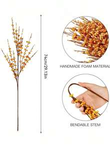 1/2/5 件 - 人造茉莉花、橙花花束、散装丝绸花秋季花束、橙花长茎花卉、人造茉莉花干枝，适用于感恩节装饰、秋季装饰、婚礼装饰、家居装饰、派对装饰、办公室装饰、酒店装饰、厨房装饰、卧室装饰、餐桌中心装饰、圣诞节装饰