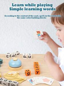 Barns tidig utbildning Engelska kort Ordstavning Spel Bokstavigenkänning Matchande byggstenar Kampspel Pedagogiska leksaker - Multifärgad - Visa 4