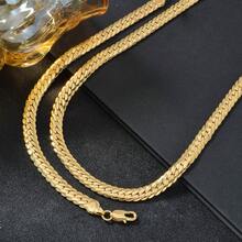 两件套18K镀金纹理互扣项链和手链首饰套装，时尚迷人，适合日常佩戴和派对礼物 - 金色3 - 查看 3