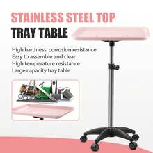 Salon Tray On Wheels Tattoo Tray Rolling Trolley Adjustable Height Storage Utility Cart For Clinic Spa Rolling Tray (Black),Boho Vibes - Pink - View 6