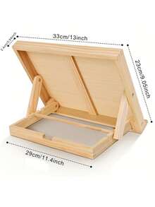 1 件可调节木制儿童画架 - 坚固的天然木质桌面角支架，80° 可调角度，素描水彩油画板，木制折叠香味便携式画板