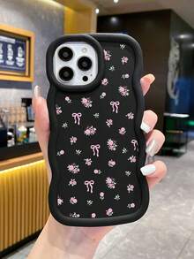 Black White Pink Bowknot Fashion Phone Cases 3pcs Dopamine Themed Wavy Edge Bowknot Pattern Phone Cases Compatible With IPhone & Galaxy Phones Spring Gift - Multicolor - View 5