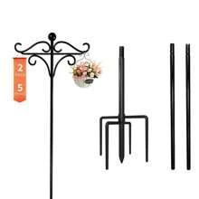 1pc Outdoor Garden Dual Shepherd Hooks, 61/77/92 Inch Heavy-Duty Garden Pole For Hanging Bird Feeders, Flower Baskets, Solar Lanterns, 5-Claw Garden Plant Hanging Rack, Iron Decorative Rod, Very Stable And Easy To Install, Highly Practical