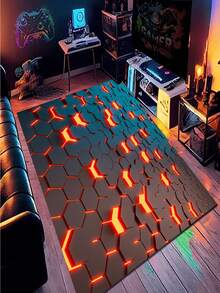 1pc E-Sports Visual Carpet, Cool E-Sports Rug, Sofa & Coffee Table Mat, New Premium Bedroom Entrance Doormat, Multiple Sizes Available, Abstract 3D Feeling Living Room Carpet, Study Room Carpet, Bedroom Carpet, Carpet, Living Room Area Rug, Small Area Rug, Pad, Home Decor, Large Living Room Carpet, Living Room Home Decor, Room Decor, Washable Carpet - Multicolor - View 2