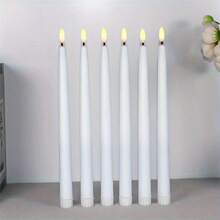 6/12/24 件 LED 无焰锥形蜡烛、LED 无焰烛台、电池供电蜡烛、塑料假烛台、电池供电窗户蜡烛，带 3D 闪烁火焰，适用于壁炉、圣诞节、万圣节、教堂、婚礼（不含电池）