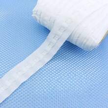 25毫米拉褶带30米/32码长窗帘配件带头索环顶环1英寸带孔眼铅笔褶钩带窗帘罩 - 白色 - 查看 1