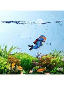 2pcs Random Color Mini Diver Statue Ornament For Aquarium, Creative Fish Tank Decor!