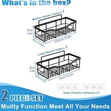 5 件套浴室淋浴架收纳篮，无需钻孔，大容量，适用于浴室、卫生间和卧室整理浴室配件