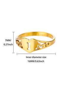 1PC Fashion Hollow Initial Letter Heart Rings For Women Gold Color Stainless Steel A-Z Letter Ring Aesthetic Wedding Jewelry Gift - Yellow Gold - View 66