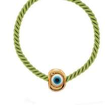 2025 Boho Thick Rope Exaggerated Necklace Plump Peach Green Evil Eye Pendant Necklace For Women New Jewelry Accessories Collar